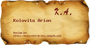 Kolovits Arion névjegykártya